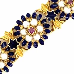 Bracelet Or Email Perle Rubis