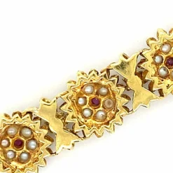 Bracelet Or Email Perle Rubis