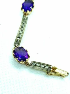 Bracelet Or jaune Argent Améthystes