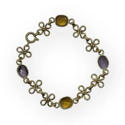 Bracelet or jaune citrines et améthystes