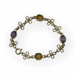 Bracelet or jaune citrines et améthystes