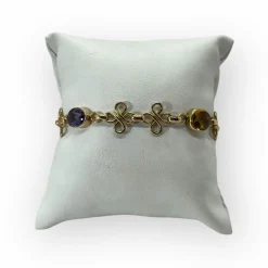 Bracelet or jaune citrines et améthystes
