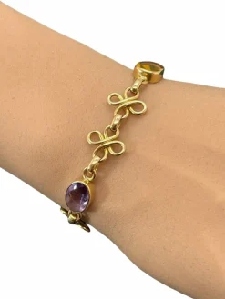 Bracelet or jaune citrines et améthystes