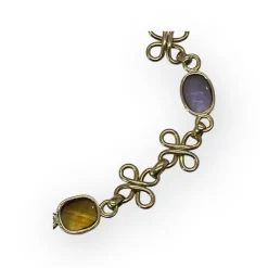 Bracelet or jaune citrines et améthystes