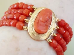 Bracelet Or jaune Corail Camée