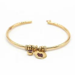 Bracelet or jaune, diamants et rubis