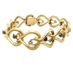 Bracelet or jaune diamants et saphirs