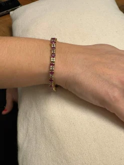 Bracelet or jaune diamants rubis
