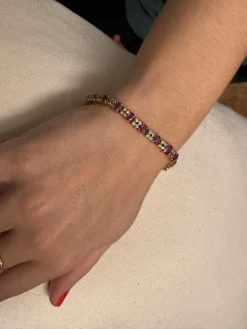 Bracelet or jaune diamants rubis