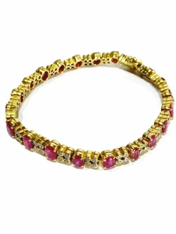 Bracelet or jaune diamants rubis