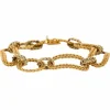 Bracelet or jaune et blanc, maille tréssée
