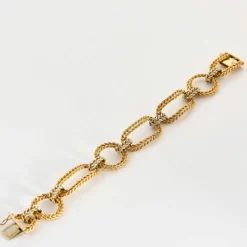 Bracelet or jaune et blanc, maille tréssée
