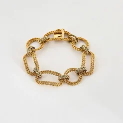 Bracelet or jaune et blanc, maille tréssée