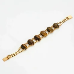Bracelet or jaune et œil de tigre