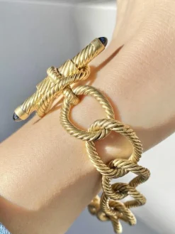Bracelet or jaune et saphirs