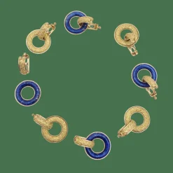 Bracelet or jaune, lapis lazuli.