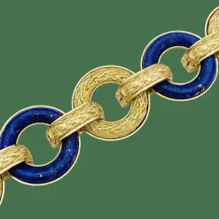 Bracelet or jaune, lapis lazuli.