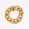 Bracelet or jaune maillons texturés ovales