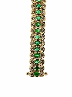 Bracelet or jaune, émeraudes et diamants