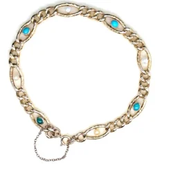 Bracelet or jaune perles turquoises