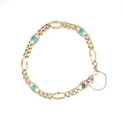 Bracelet or jaune perles turquoises