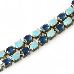 Bracelet or jaune, saphirs et opales