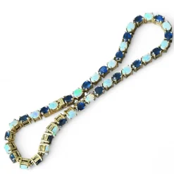 Bracelet or jaune, saphirs et opales