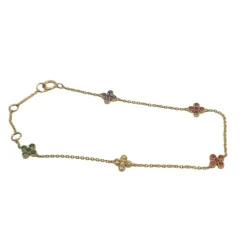 Bracelet or jaune serti de fleurs saphir multi-couleur
