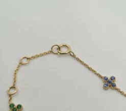 Bracelet or jaune serti de fleurs saphir multi-couleur