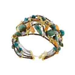 Bracelet Or jaune Turquoise Améthyste Cornaline