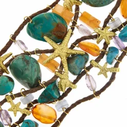 Bracelet Or jaune Turquoise Améthyste Cornaline