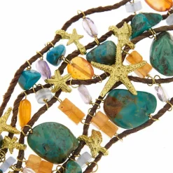 Bracelet Or jaune Turquoise Améthyste Cornaline