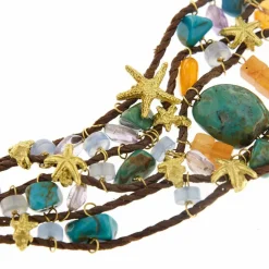 Bracelet Or jaune Turquoise Améthyste Cornaline
