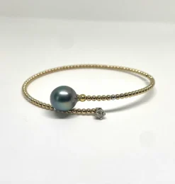 Bracelet or, perle de Tahiti, diamant