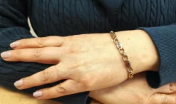 Bracelet or rose diamants et rubis