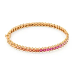 Bracelet or rose et saphirs multicolores