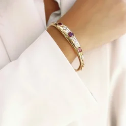 Bracelet or rose rubis diamants