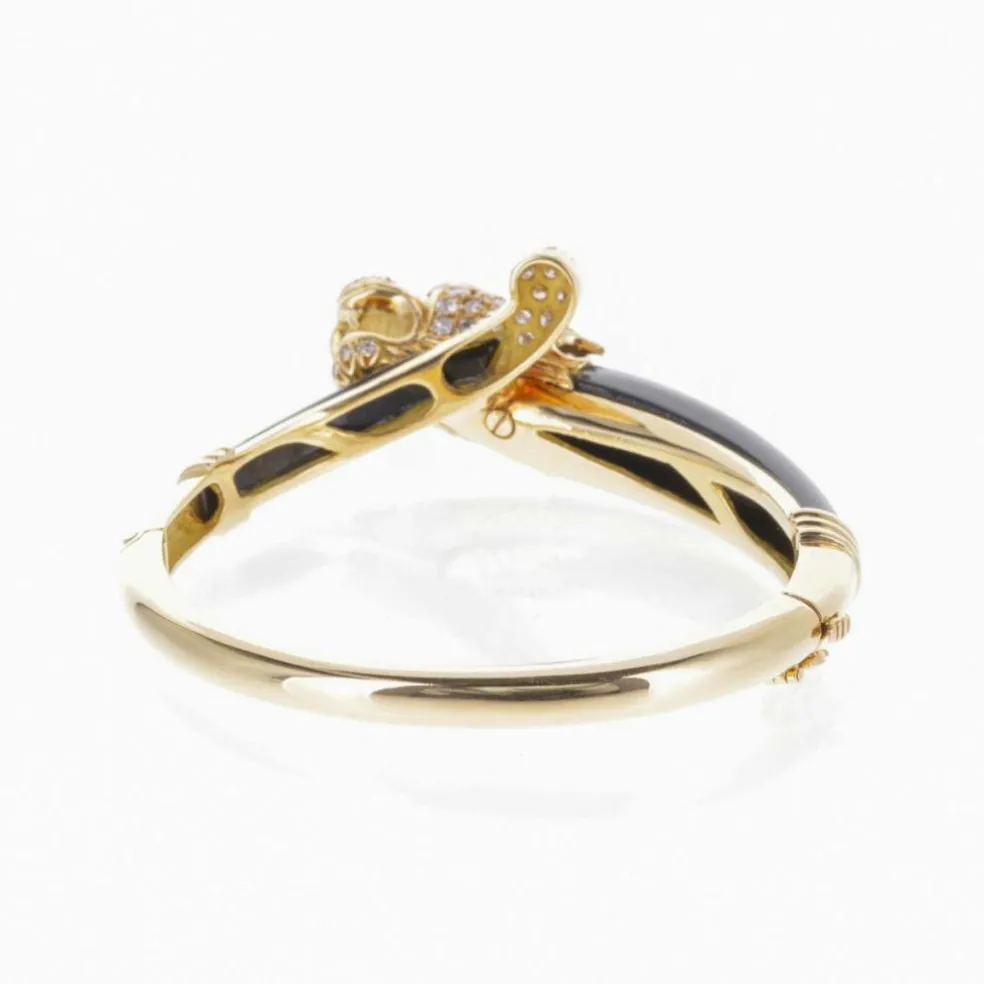 Bracelet Panthère Or Jaune Diamants et Onyx