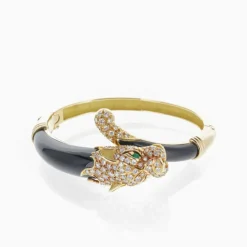 Bracelet Panthère Or Jaune Diamants et Onyx
