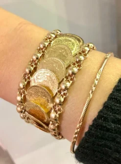 Bracelet pièces or jaune