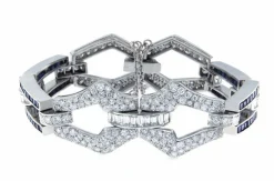 Bracelet platine diamants saphirs
