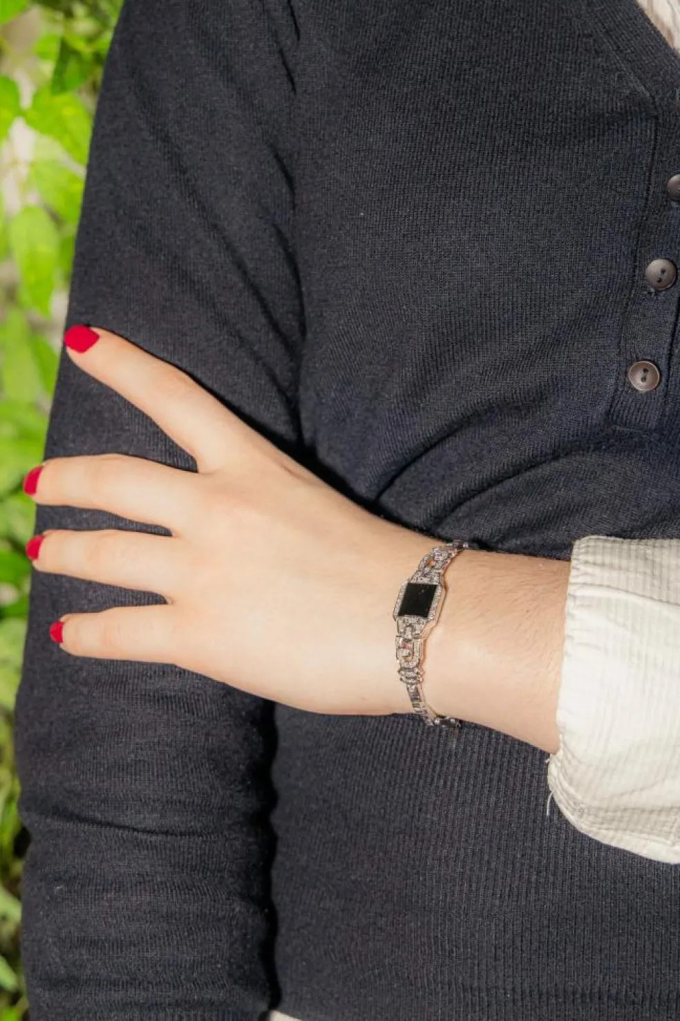 Bracelet Platine Onyx