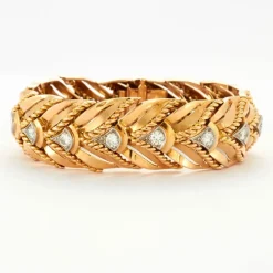 Bracelet Platine, Or Jaune et Diamants