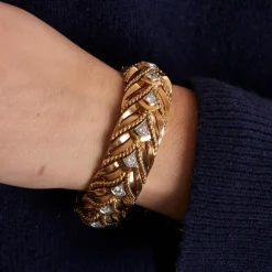 Bracelet Platine, Or Jaune et Diamants