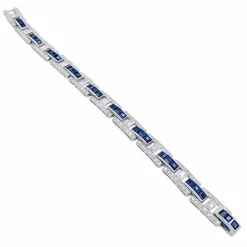 Bracelet platine, saphirs calibrés, diamants.