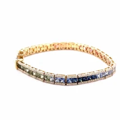 Bracelet rainbow or jaune saphirs et diamants