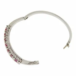 Bracelet rigide Or blanc Diamants Rubis