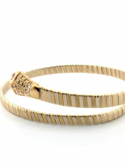 Bracelet rigide or jaune et blanc rubis et diamants