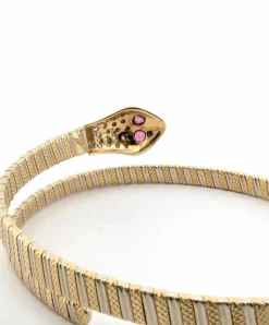Bracelet rigide or jaune et blanc rubis et diamants