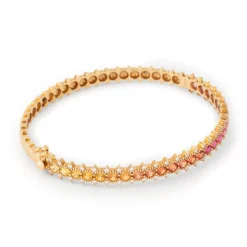 Bracelet rigide ouvrant, or rose et saphirs multicolores
